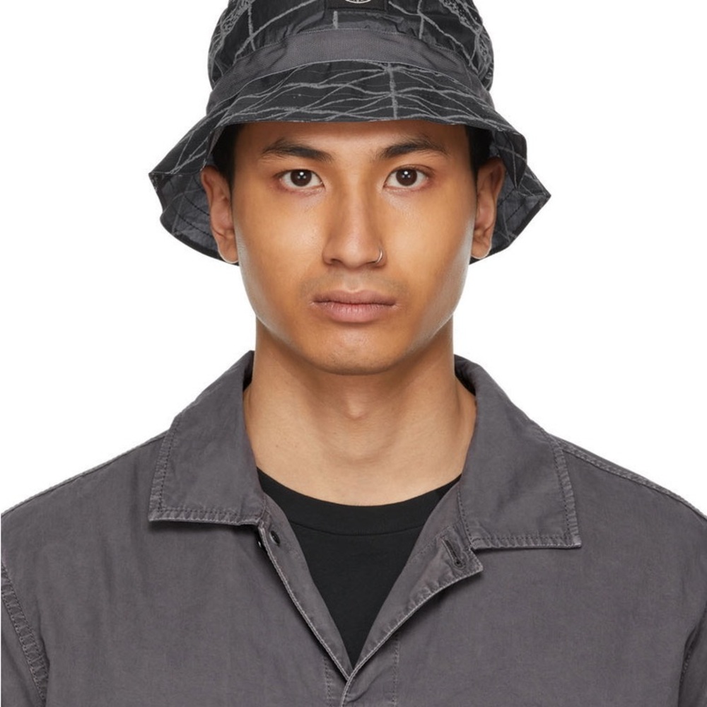 Stone Island Black and Gray Bucket Hat